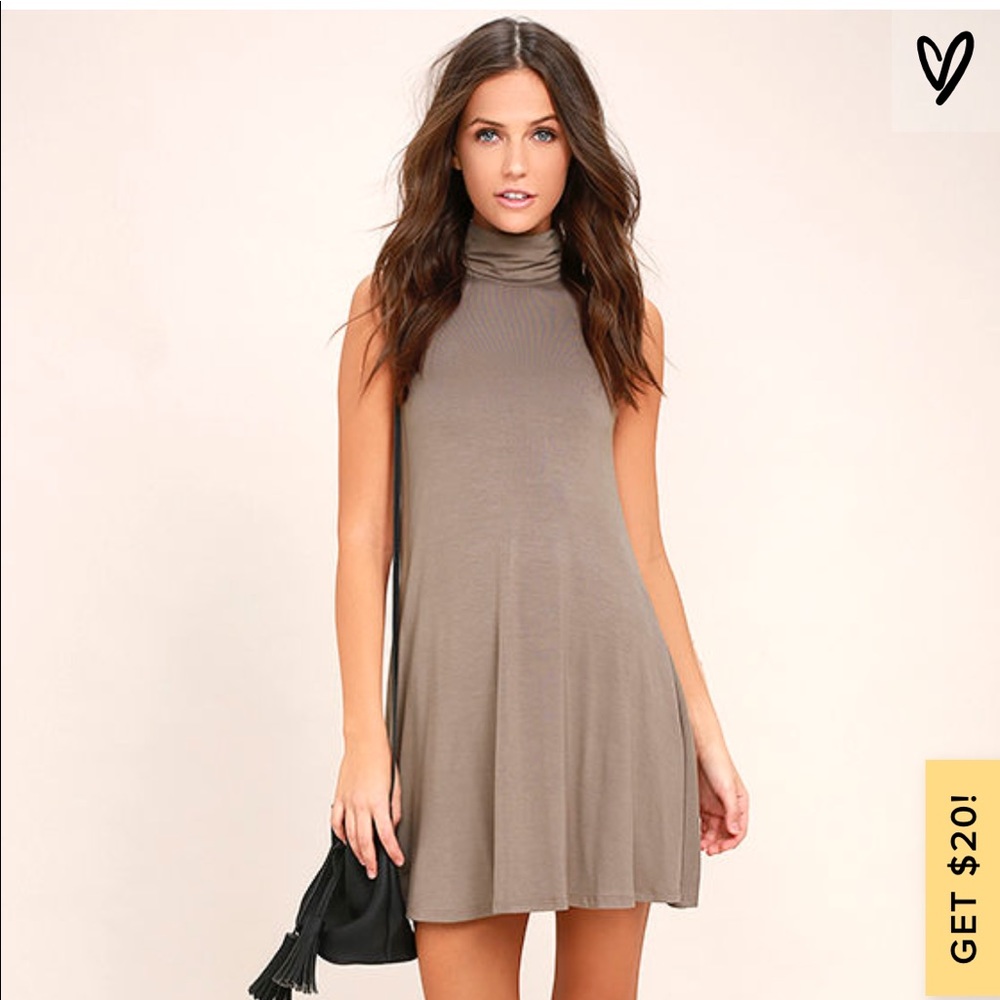 Lulus carpe deim taupe swing dress